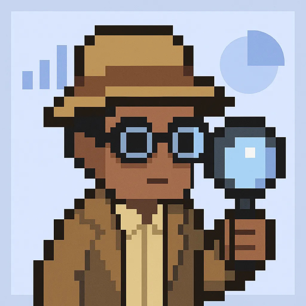 AI SEO FAQ generator agent avatar with magnifying glass analyzing data for People Also Ask optimization and automated FAQ creation