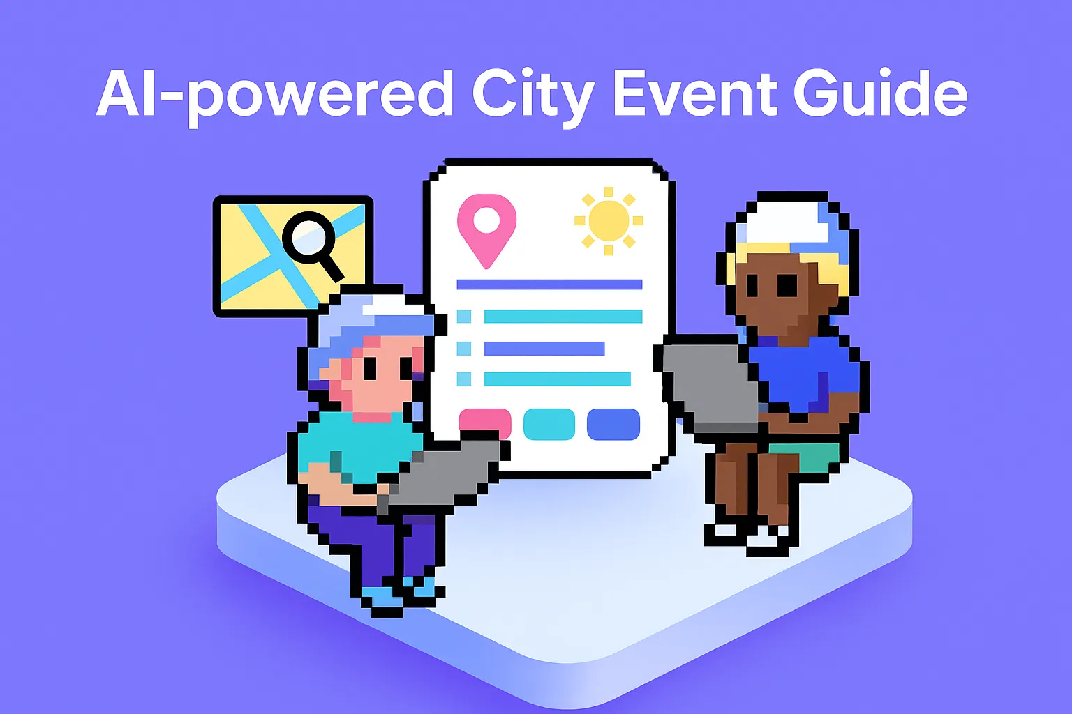 AI-powered City Event Guide - Two people using laptops to discover NYC events today with personalized recommendations