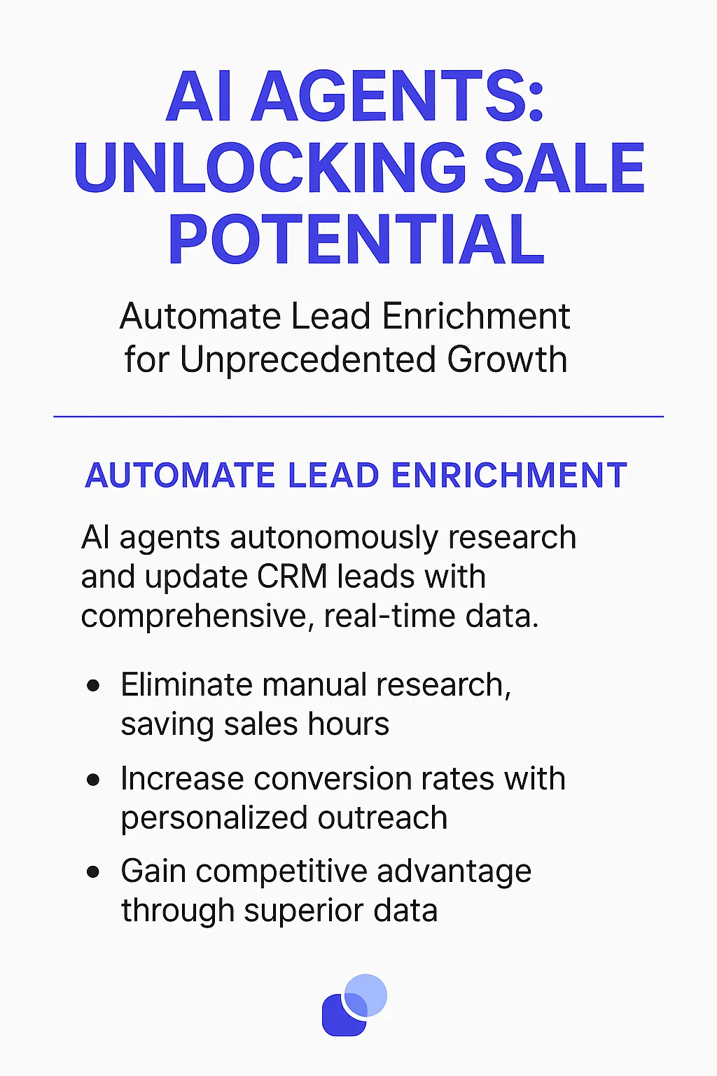 AI Agents Unlocking Sale Potential infographic highlighting automated lead enrichment benefits for enterprise CRM data enrichment solutions