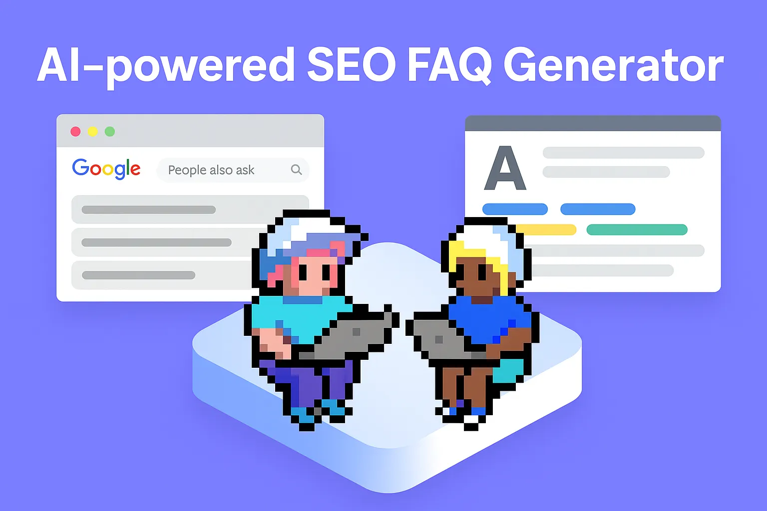 AI-powered SEO FAQ Generator showing two agents working with Google People Also Ask data to automate FAQ creation and content optimization
